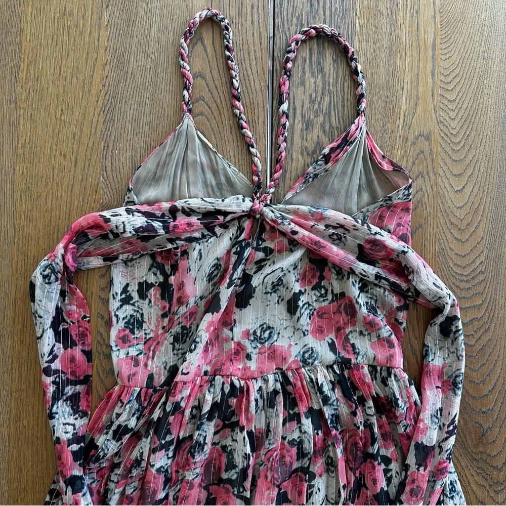 ASTR the Label Eartha Floral Tiered Maxi Dress Multicolor Taupe Pink Stunning - Picture 7 of 15